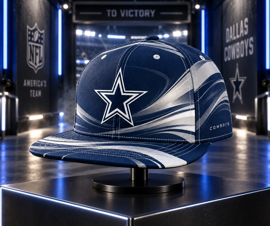 Dallas Cowboys Minimalist Motion Wave Snapback Cap - Studio View