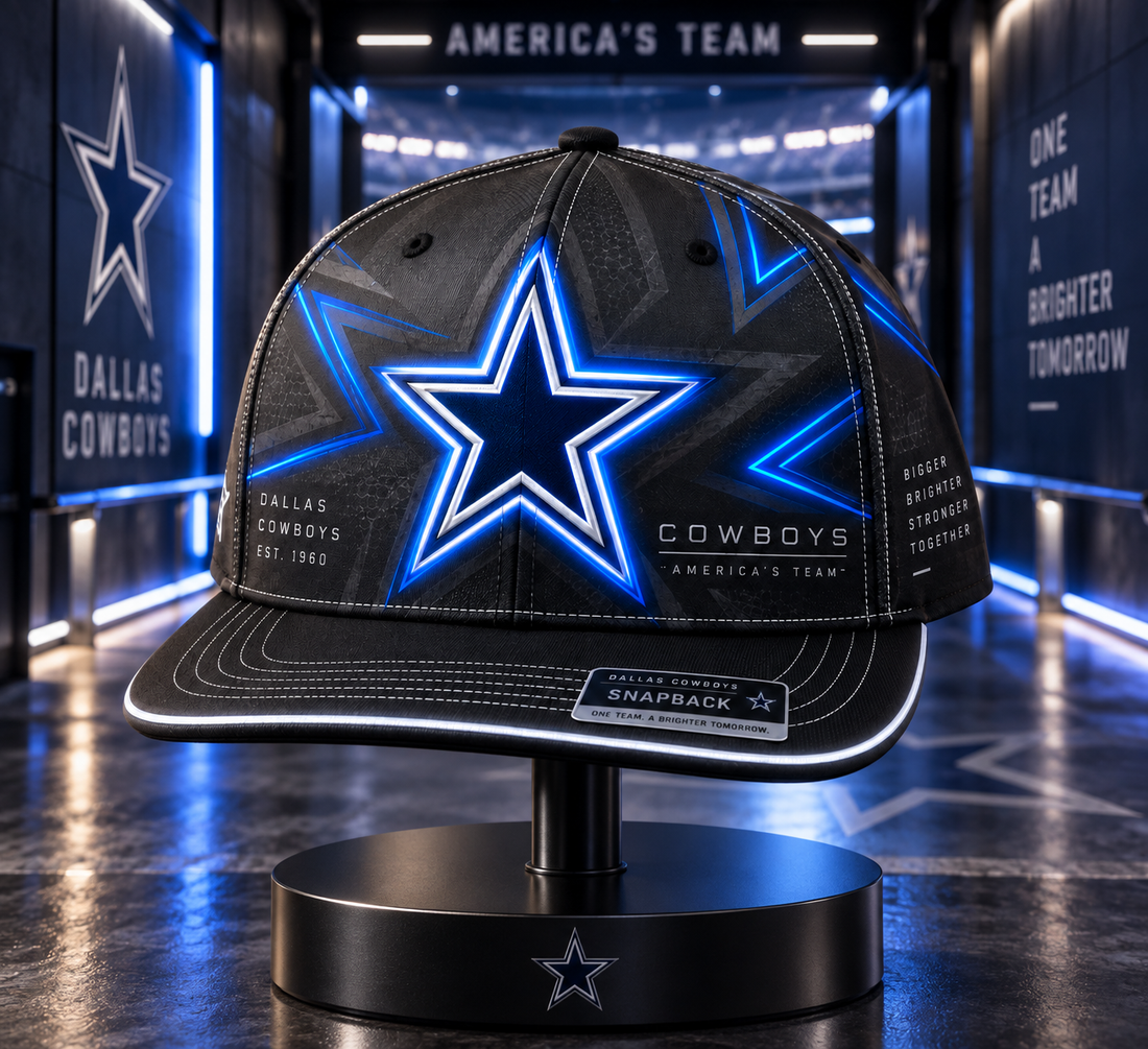 Dallas Cowboys Stealth Shadow Neon Snapback Cap - Studio View