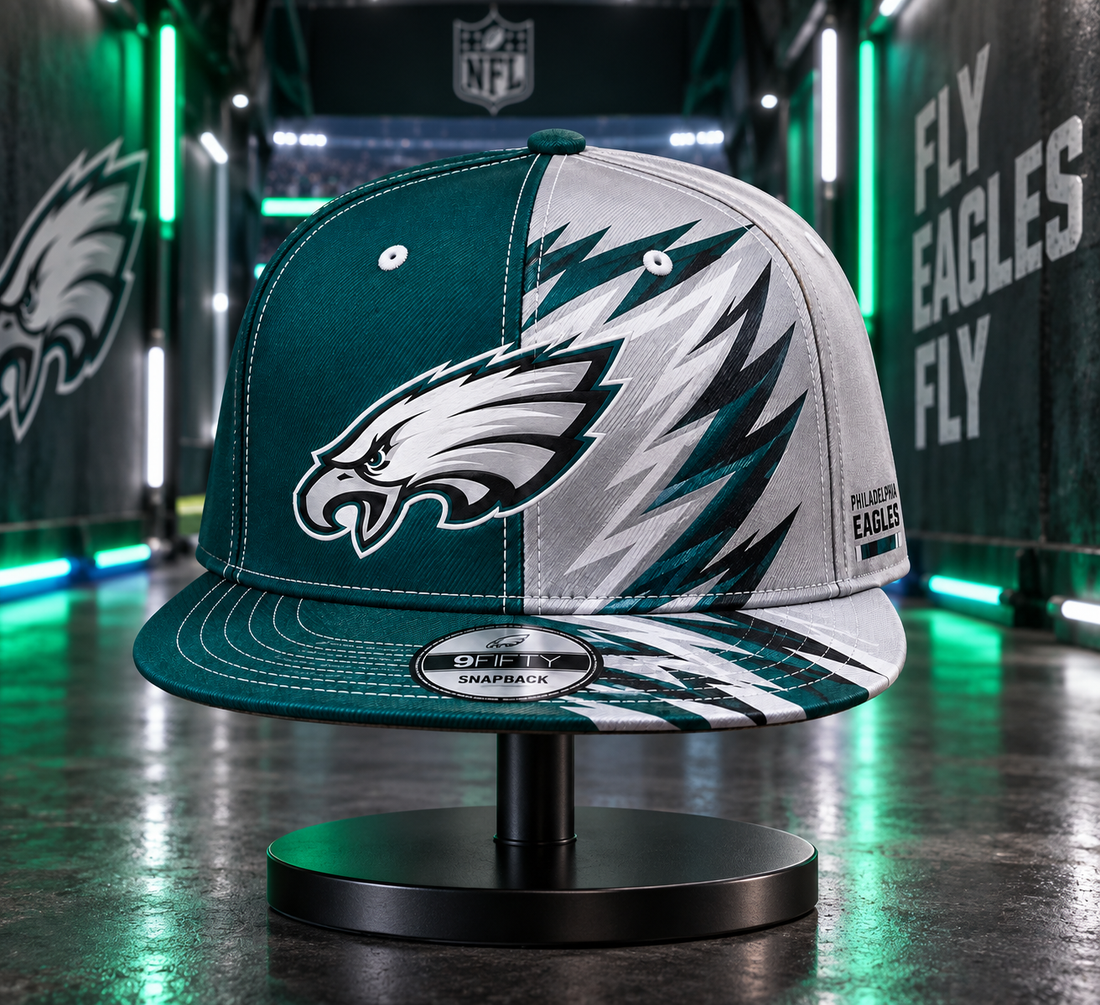 Philadelphia Eagles Dynamic Split Colorblock Snapback Cap - Studio View