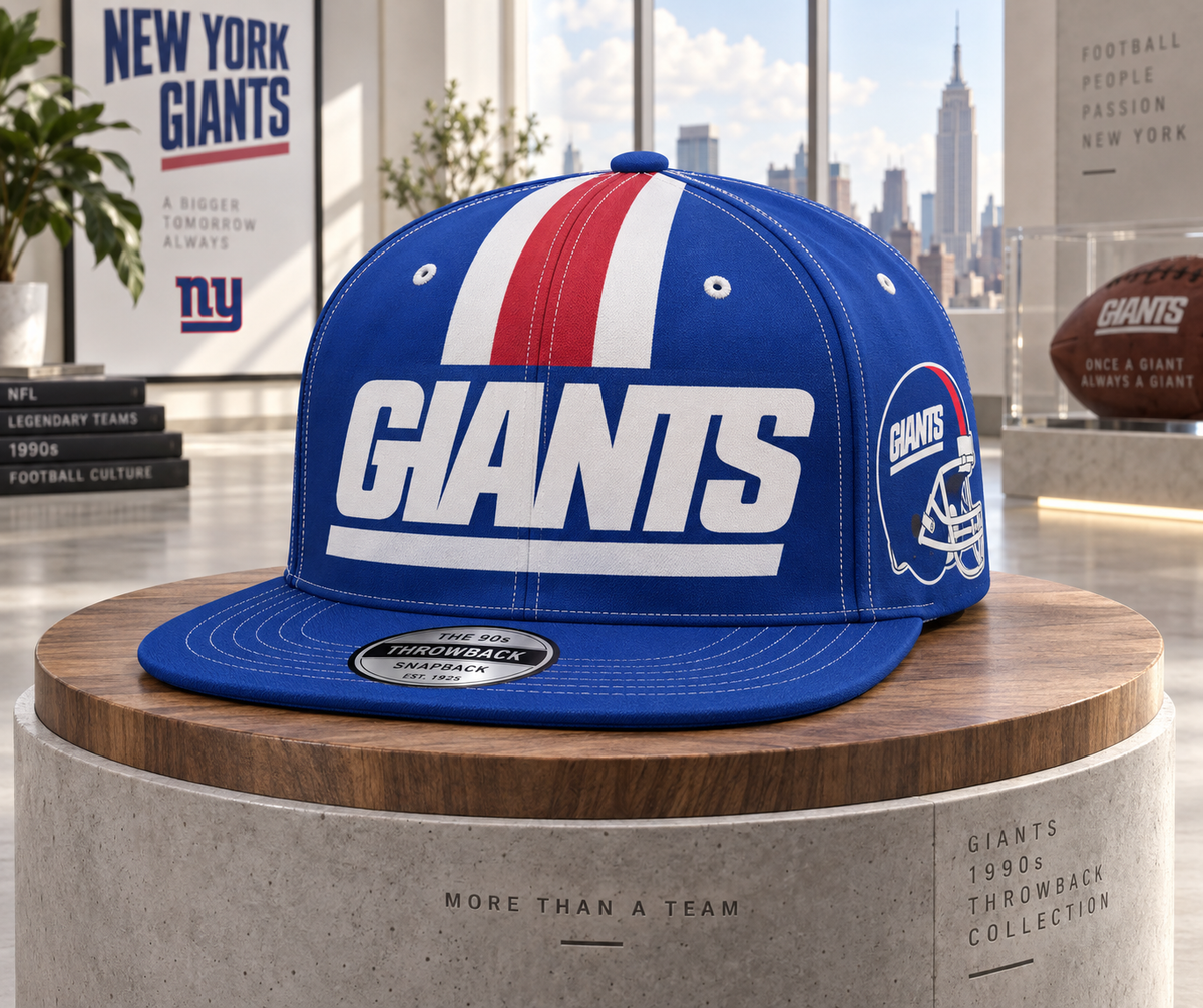 New York Giants Retro 90s Throwback Snapback Cap - Studio View