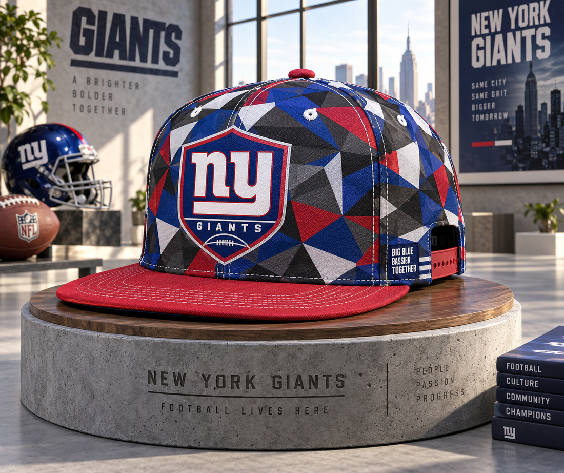 New York Giants Cyber Geometric Camo Snapback Cap - Studio View