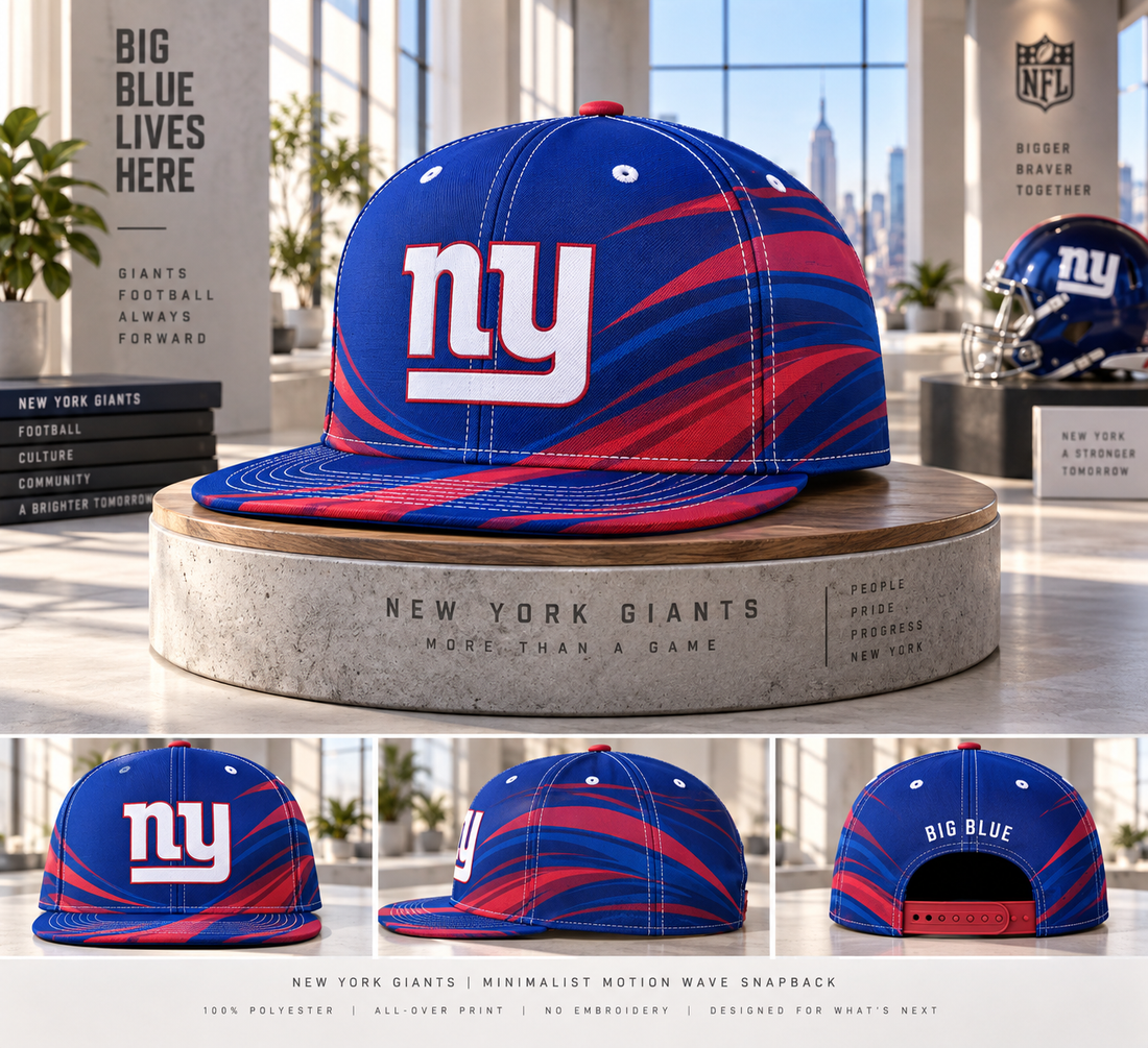 New York Giants Minimalist Motion Wave Snapback Cap - Studio View