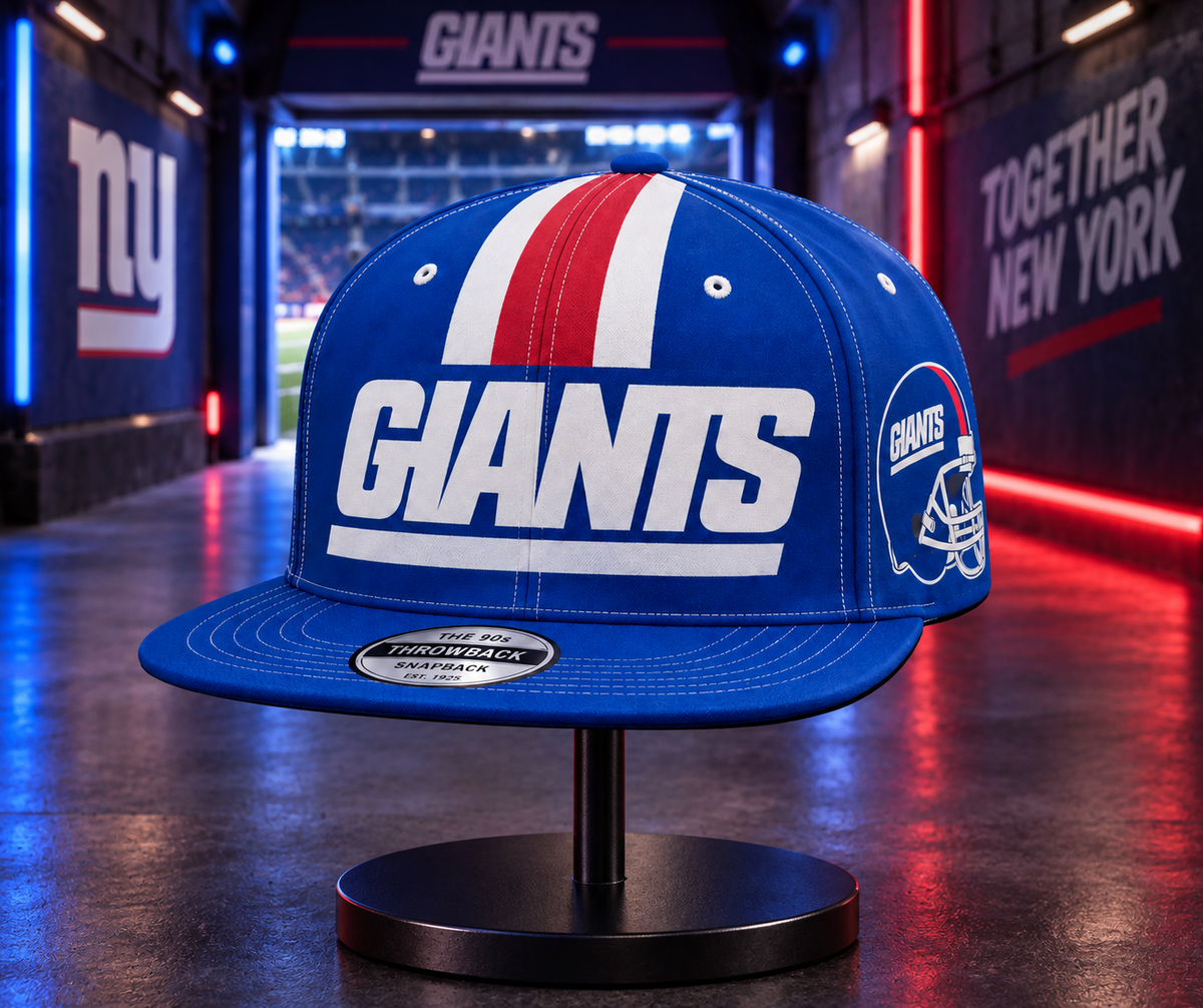 New York Giants Retro 90s Throwback Snapback Cap - Stadium Tunnel Neon View