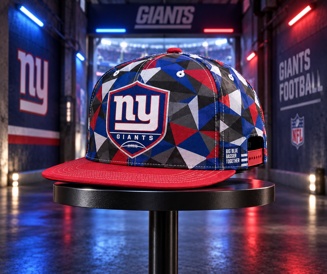 New York Giants Cyber Geometric Camo Snapback Cap - Studio View