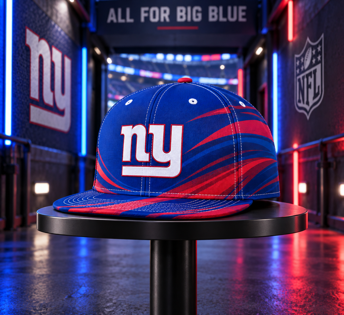 New York Giants Minimalist Motion Wave Snapback Cap - Studio View