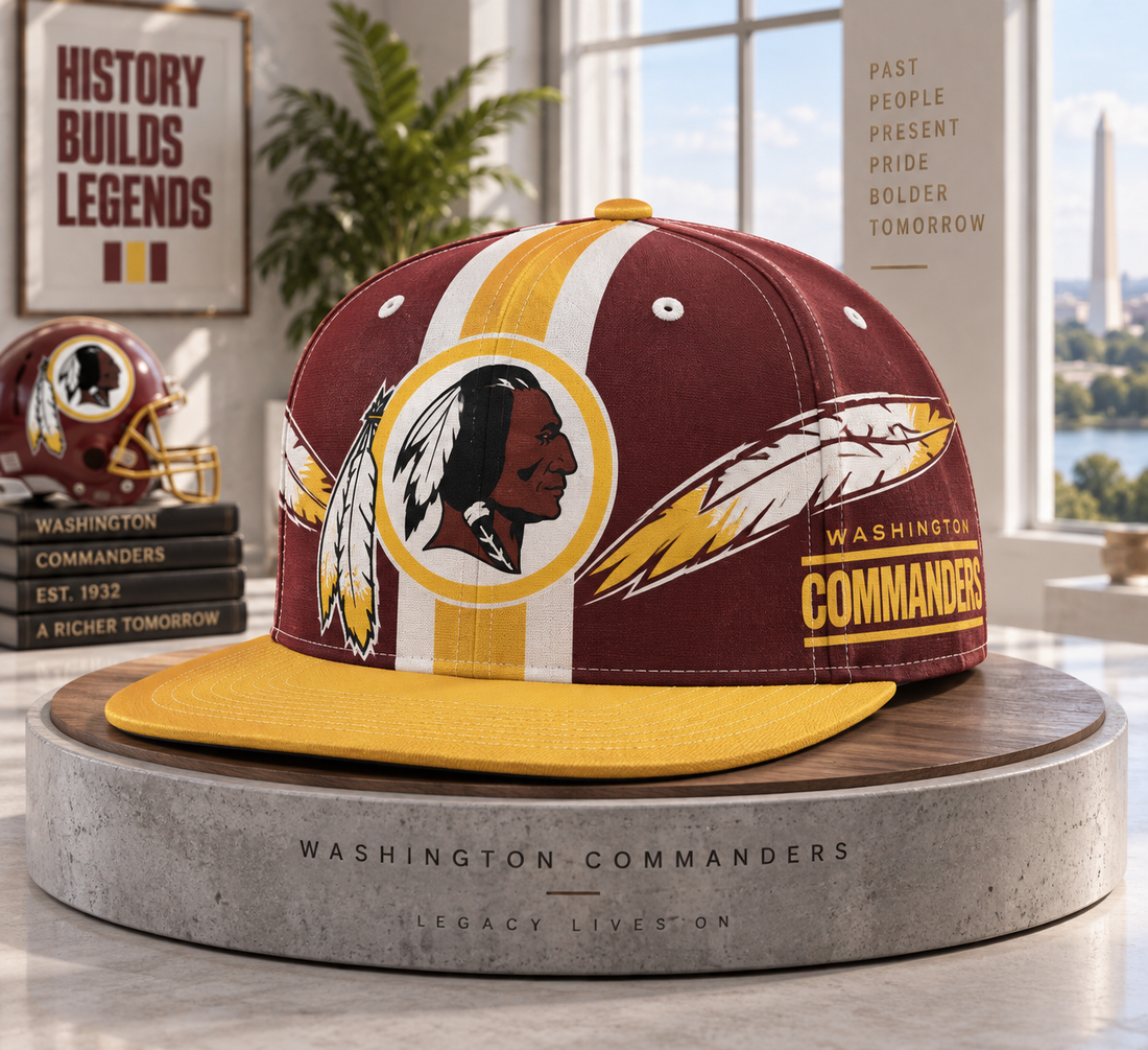 Washington Commanders Retro 90s Throwback Snapback Cap - Studio View