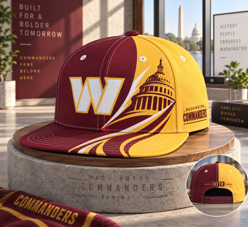 Washington Commanders Dynamic Split Colorblock Snapback Cap - Studio View