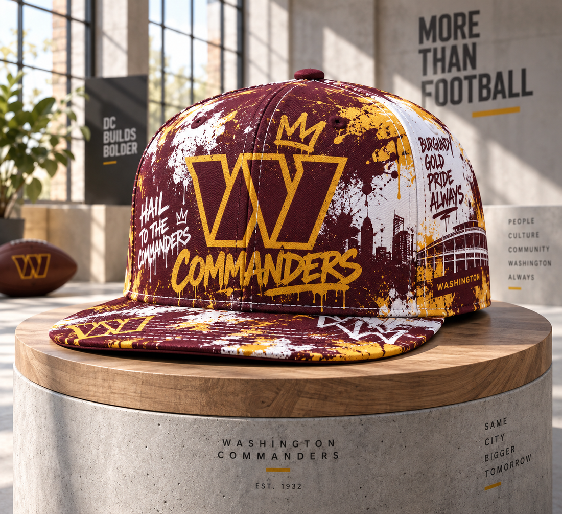 Washington Commanders Street Graffiti Splash Snapback Cap - Studio View