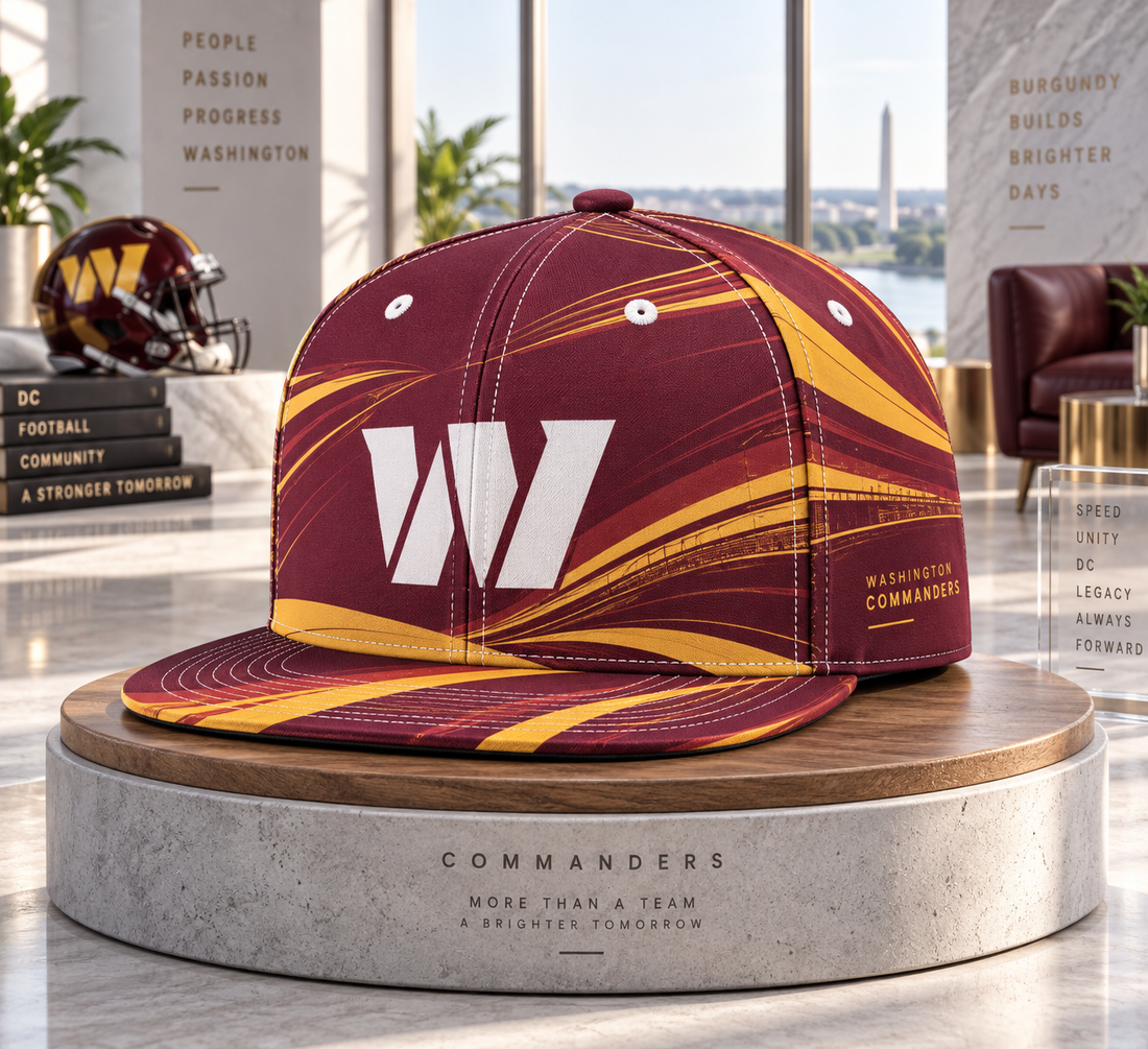 Washington Commanders Minimalist Motion Wave Snapback Cap - Studio View
