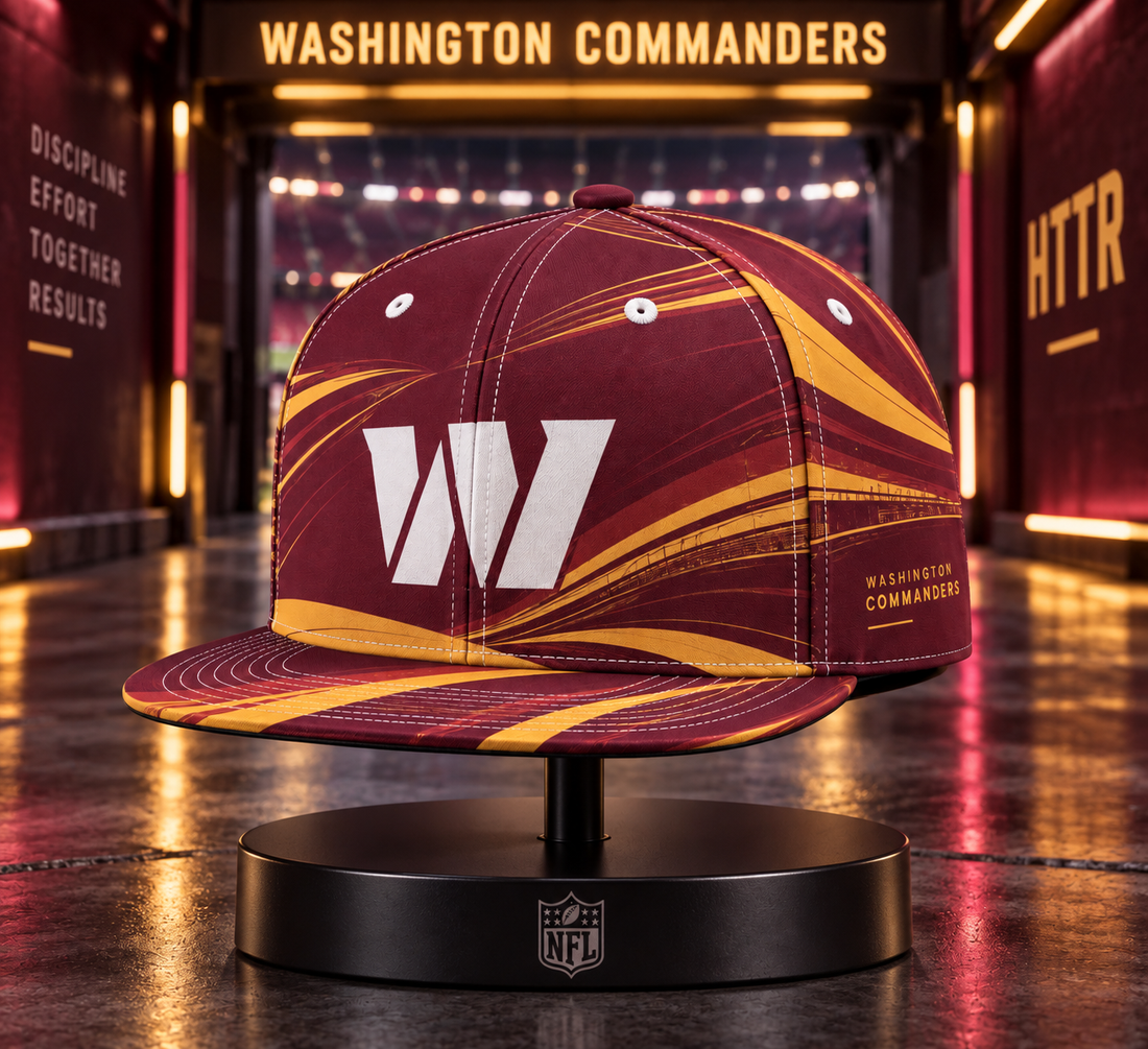 Washington Commanders Minimalist Motion Wave Snapback Cap - Studio View