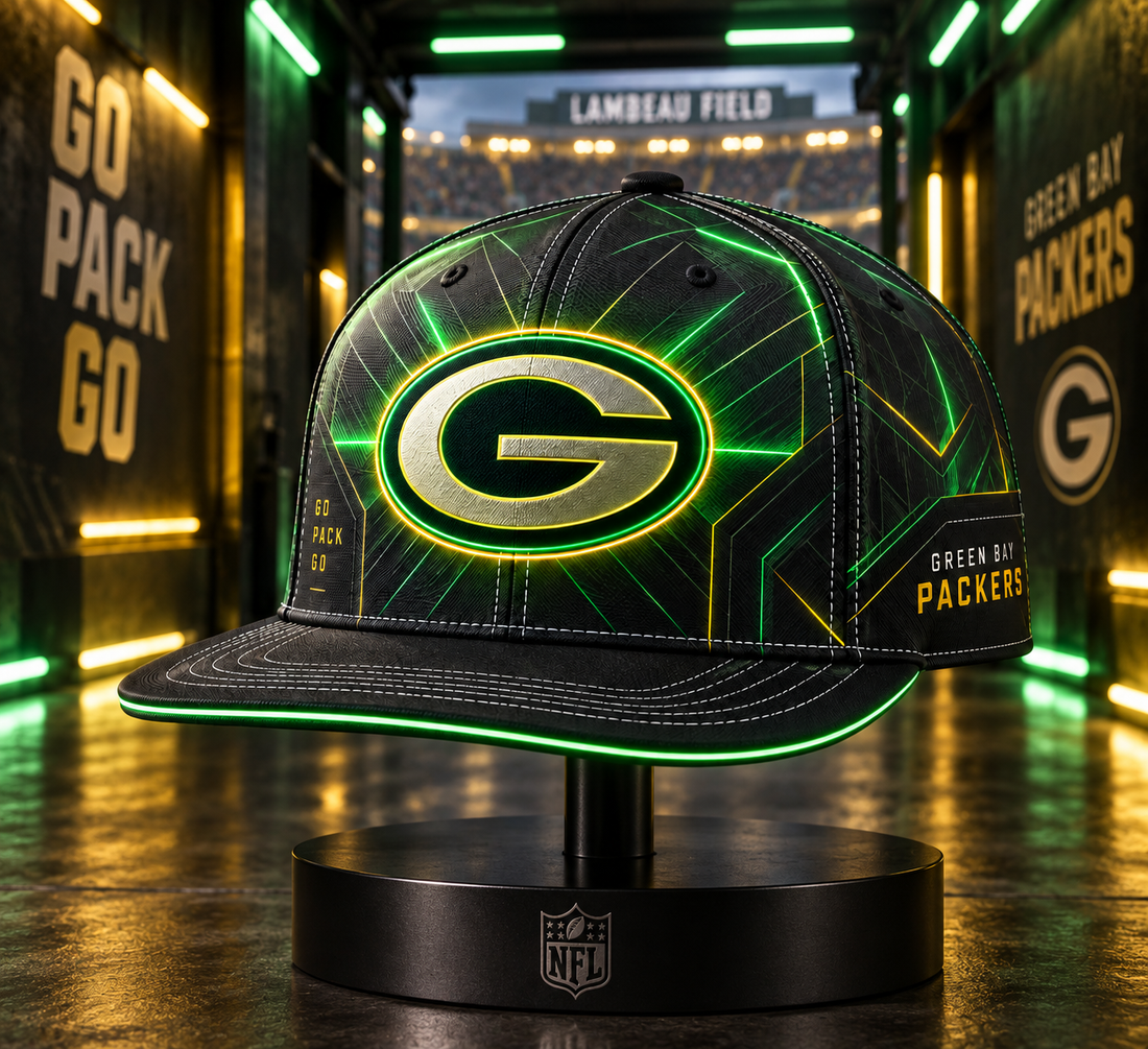 Green Bay Packers Stealth Shadow Neon Snapback Cap - Studio View
