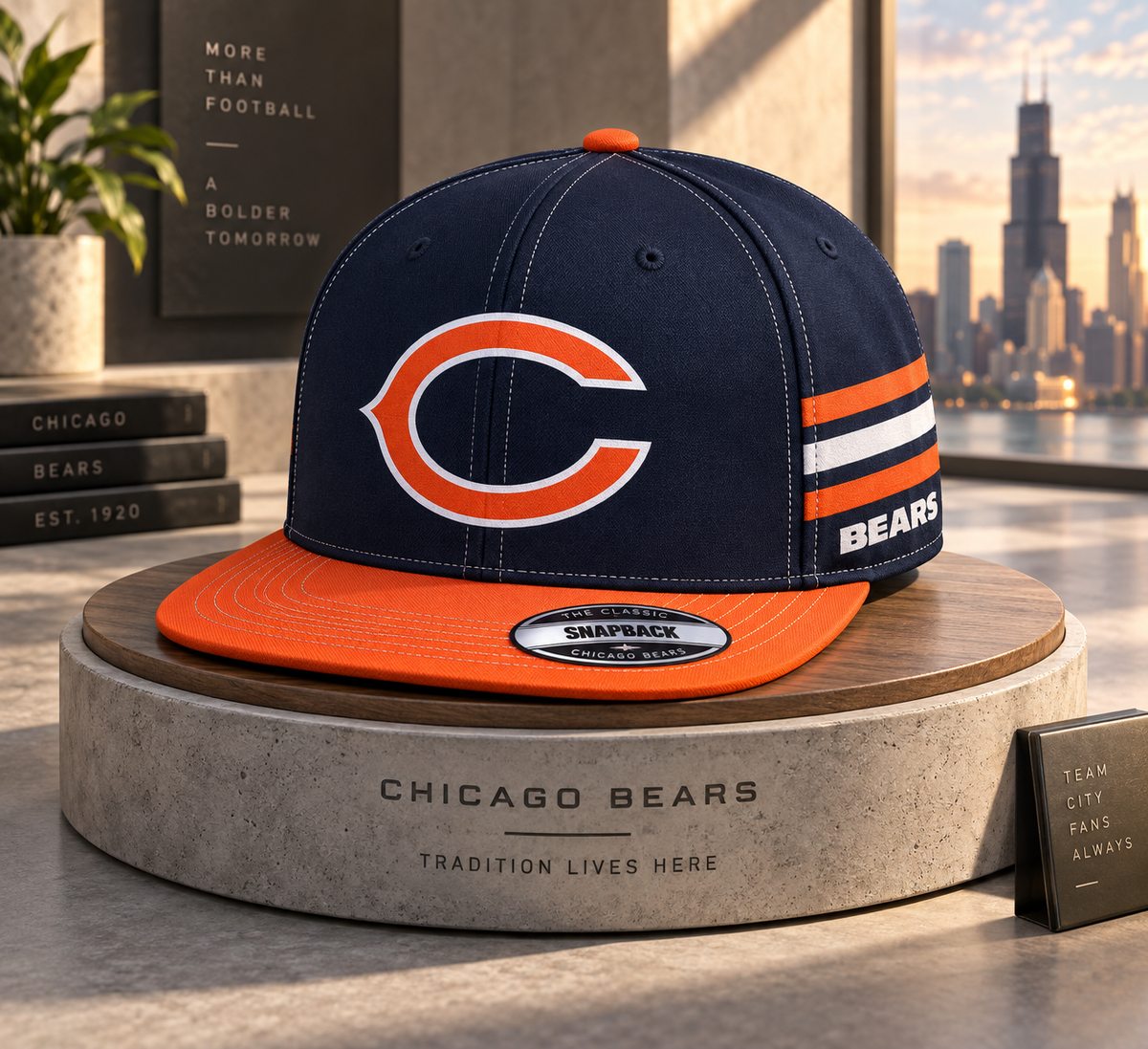 Chicago Bears Classic Snapback Cap - Studio View