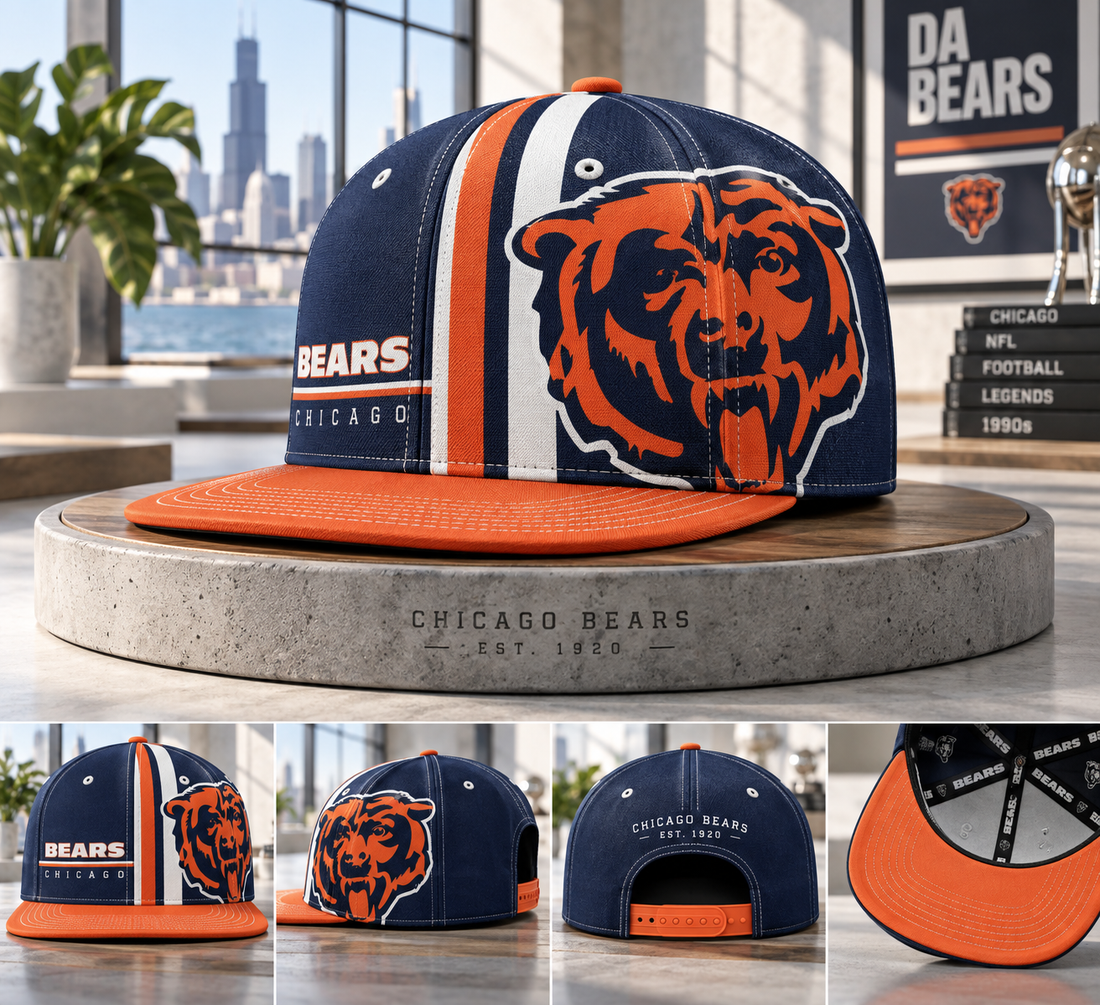 Chicago Bears Retro 90s Throwback Snapback Cap - Studio View