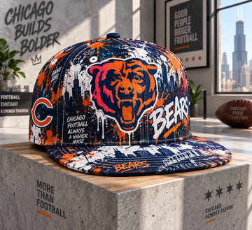 Chicago Bears Street Graffiti Splash Snapback Cap - Studio View