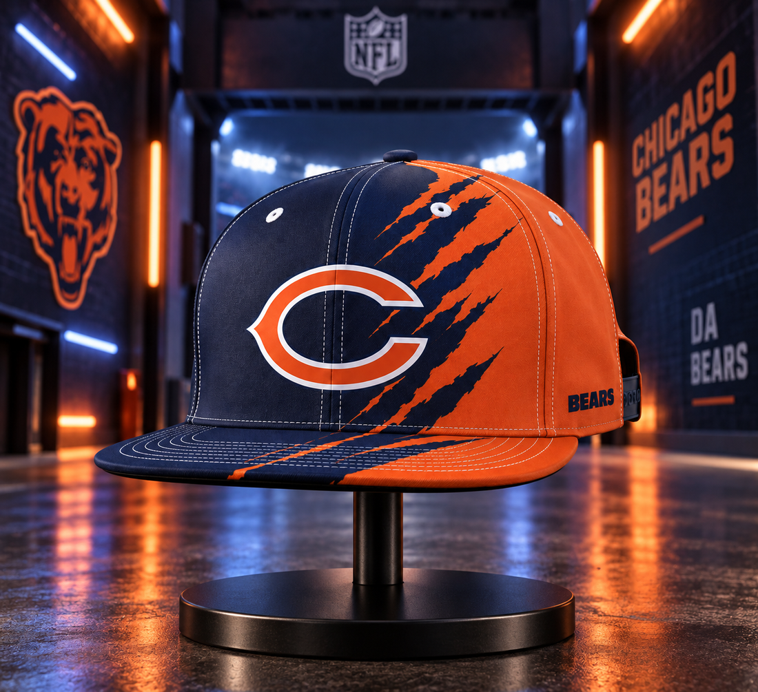 Chicago Bears Dynamic Split Colorblock Snapback Cap - Studio View