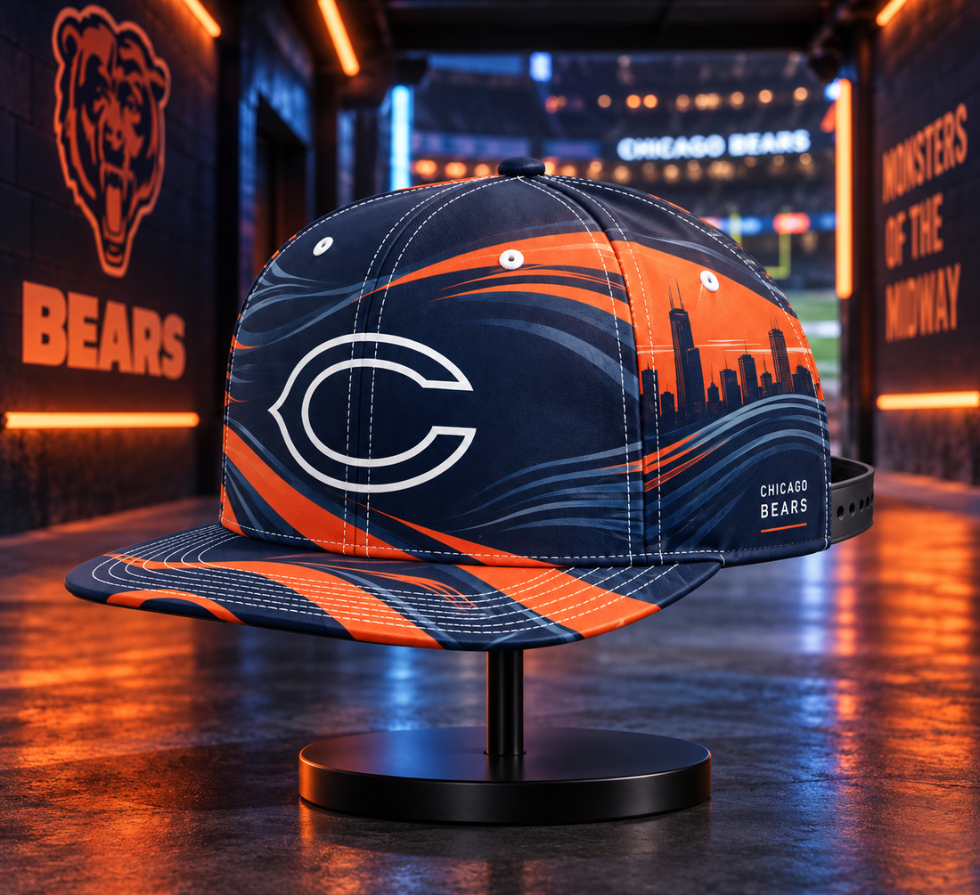 Chicago Bears Minimalist Motion Wave Snapback Cap - Studio View