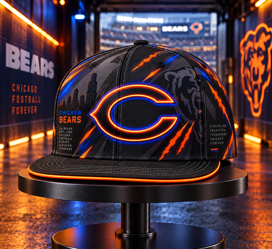 Chicago Bears Stealth Shadow Neon Snapback Cap - Studio View