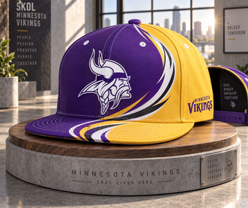 Minnesota Vikings Dynamic Split Colorblock Snapback Cap - Studio View