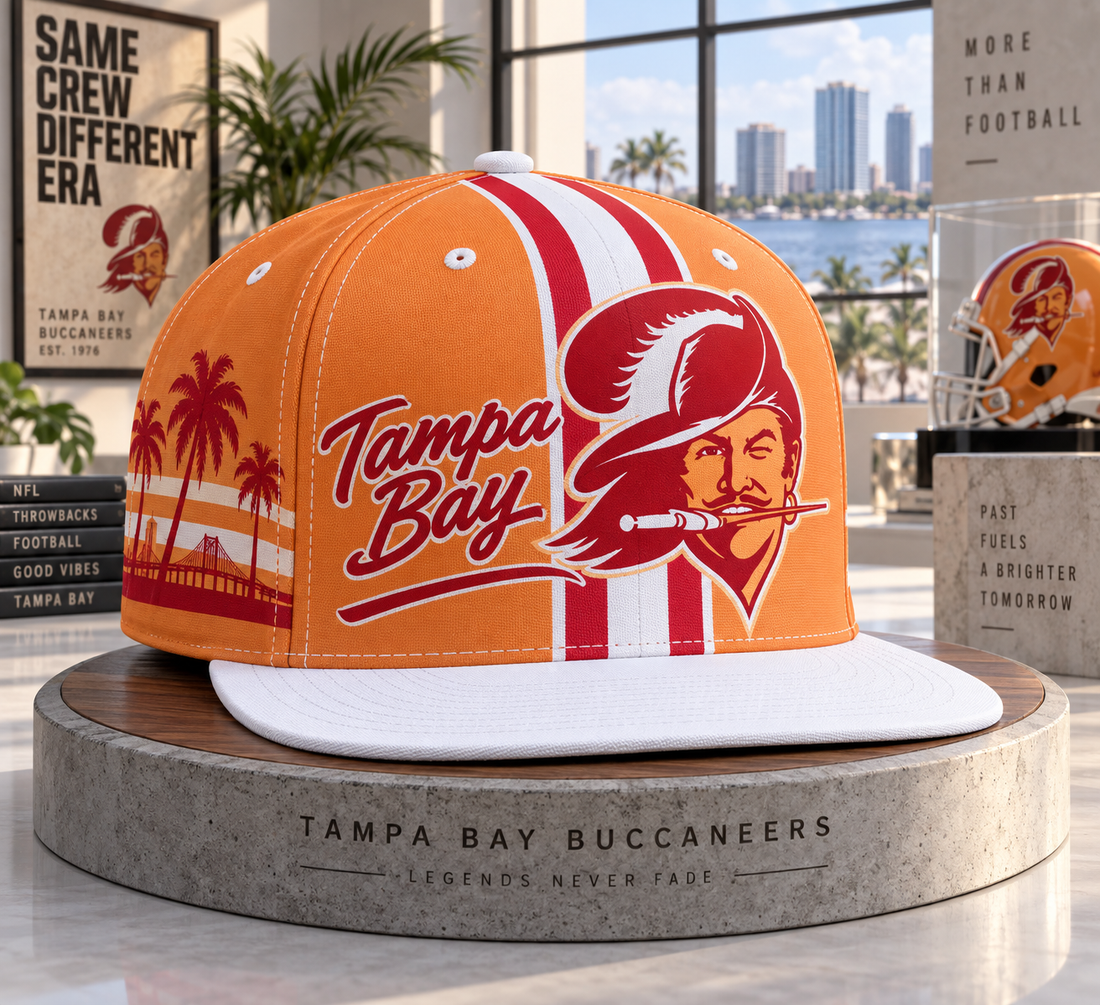 Tampa Bay Buccaneers Retro 90s Throwback Snapback Cap - Studio View