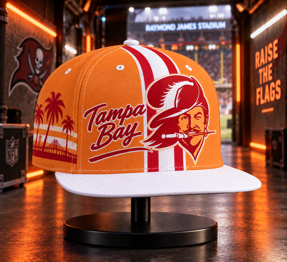 Tampa Bay Buccaneers Retro 90s Throwback Snapback Cap - Studio View