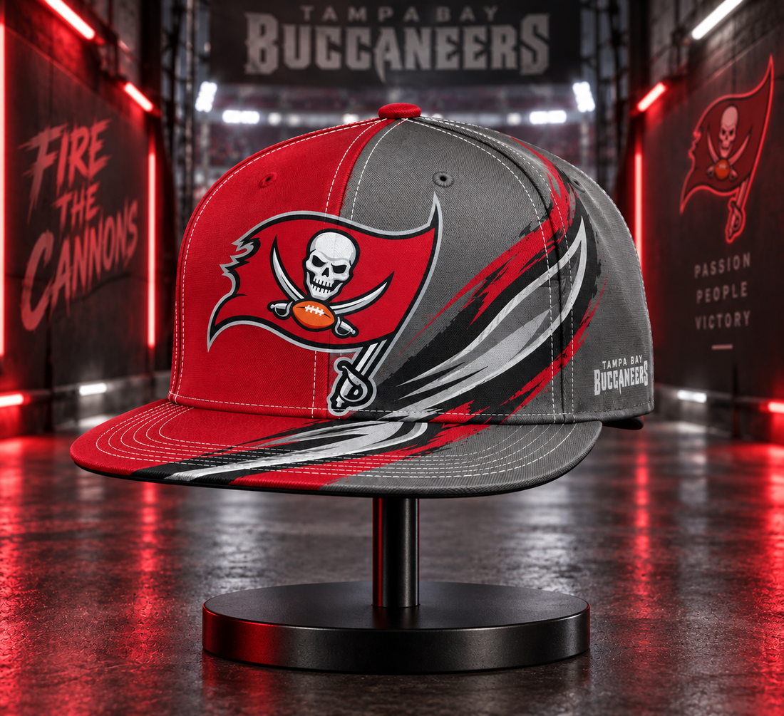 Tampa Bay Buccaneers Dynamic Split Colorblock Snapback Cap - Studio View