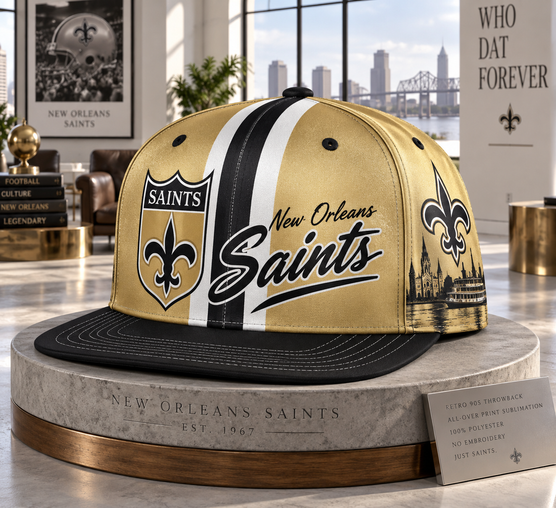 New Orleans Saints Retro 90s Throwback Snapback Cap - Studio View