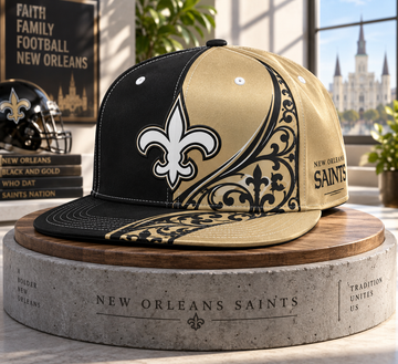 New Orleans Saints Dynamic Split Colorblock Snapback Cap - Studio View