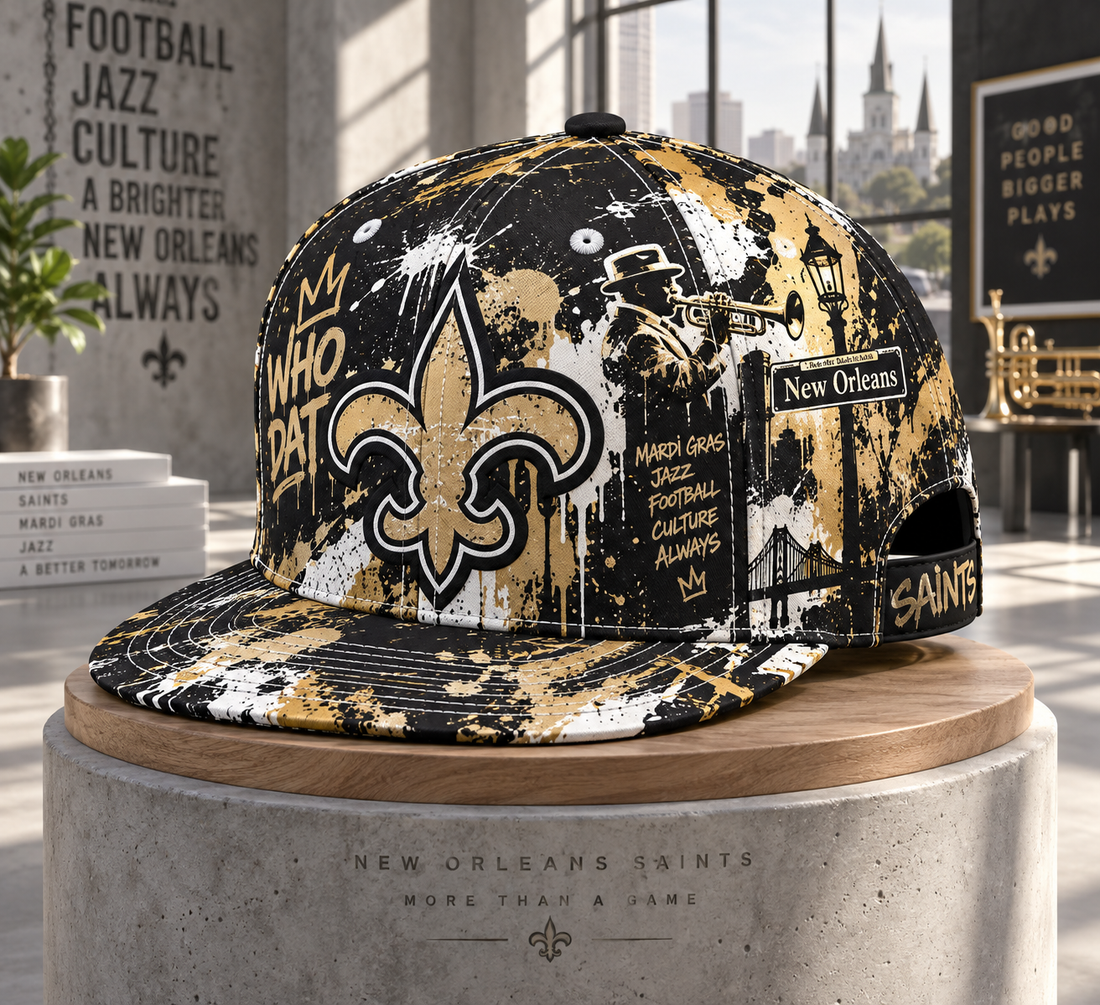 New Orleans Saints Street Graffiti Splash Snapback Cap - Studio View