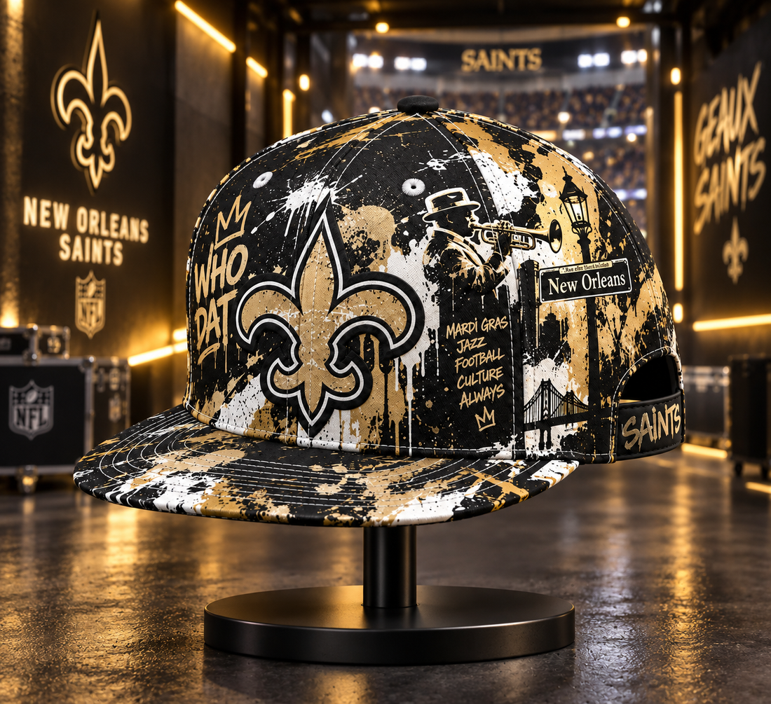 New Orleans Saints Street Graffiti Splash Snapback Cap - Studio View