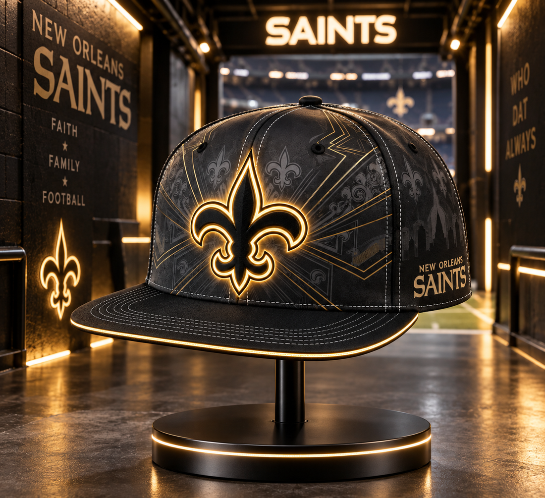 New Orleans Saints Stealth Shadow Neon Snapback Cap - Studio View
