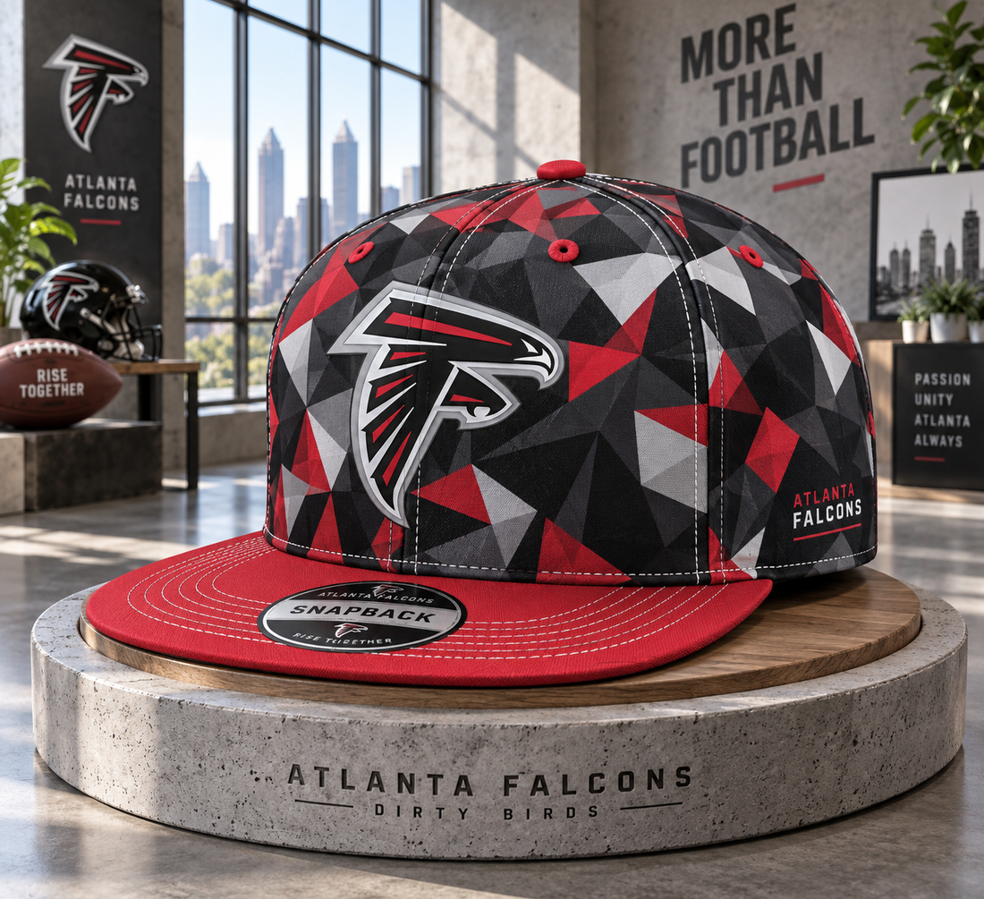Atlanta Falcons Cyber Geometric Camo Snapback Cap - Studio View