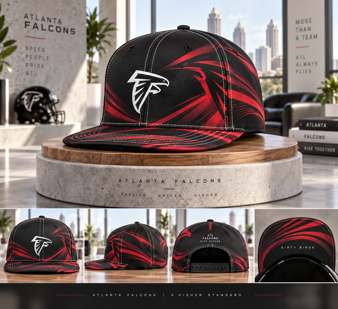 Atlanta Falcons Minimalist Motion Wave Snapback Cap - Studio View