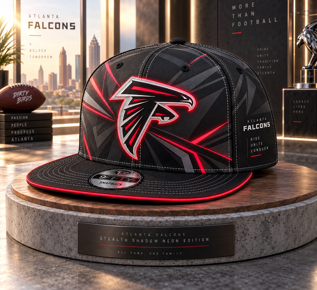 Atlanta Falcons Stealth Shadow Neon Snapback Cap - Studio View