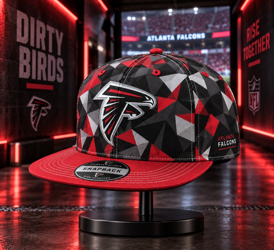 Atlanta Falcons Cyber Geometric Camo Snapback Cap - Studio View