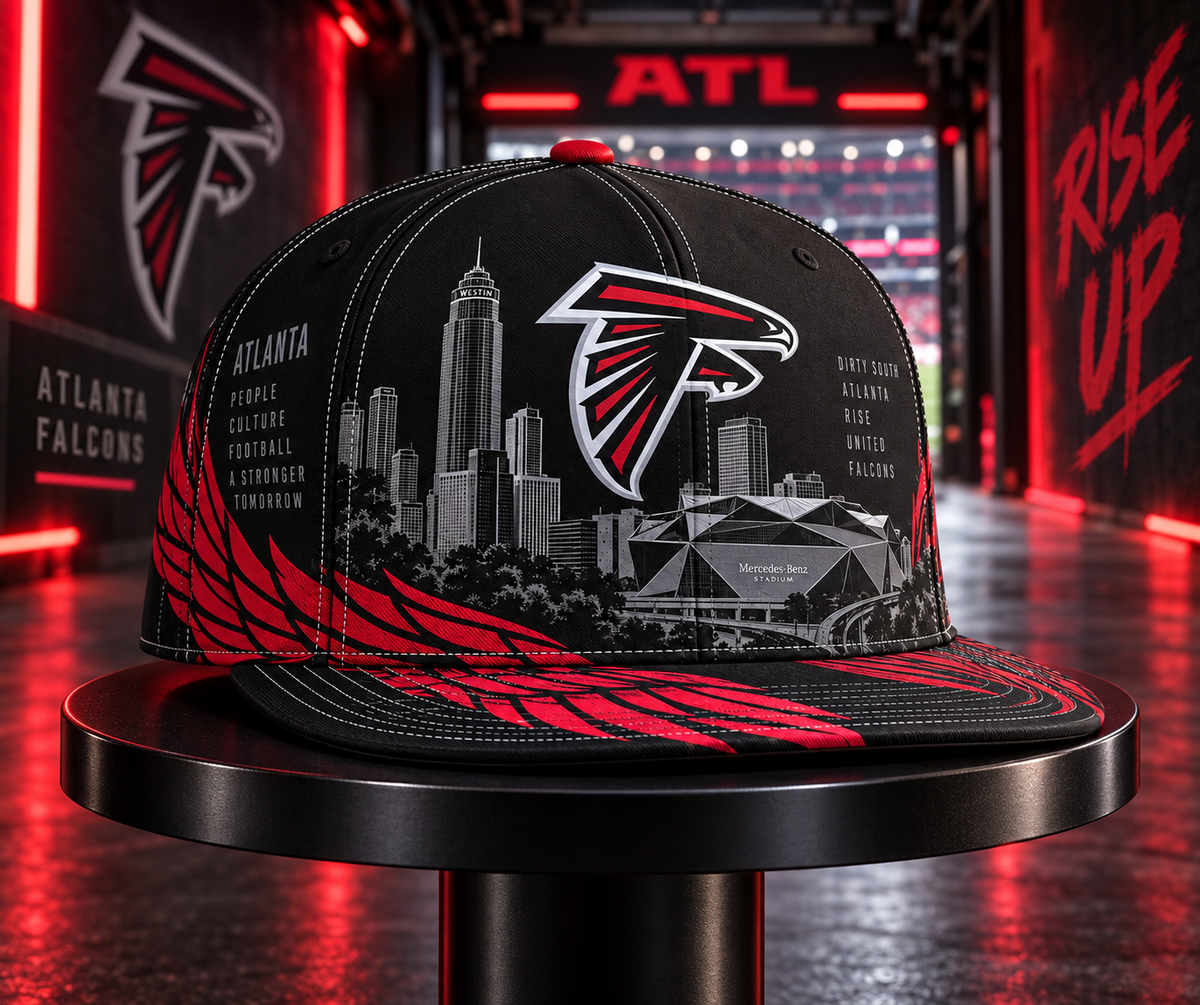 Atlanta Falcons City Skyline Snapback Cap - Stadium Tunnel Neon View