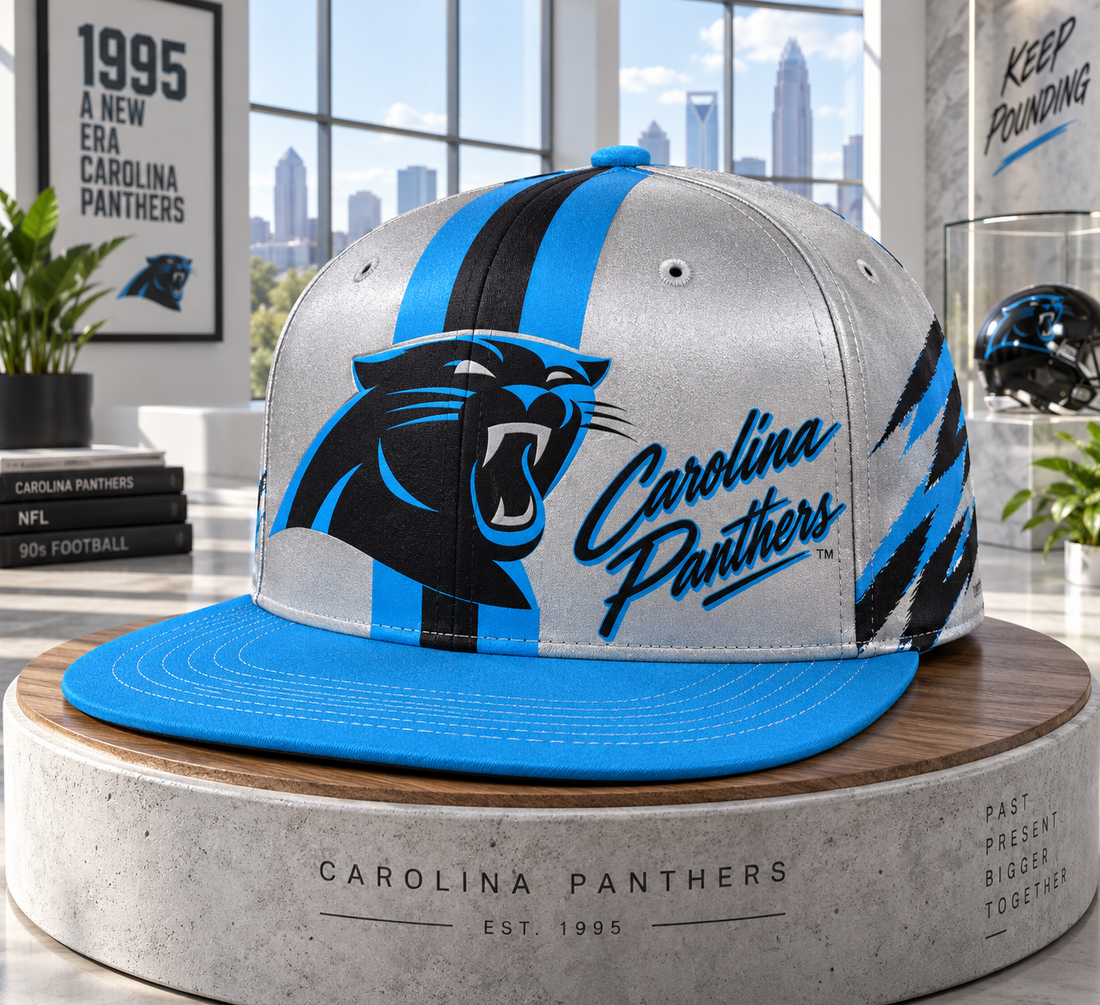 Carolina Panthers Retro 90s Throwback Snapback Cap - Studio View