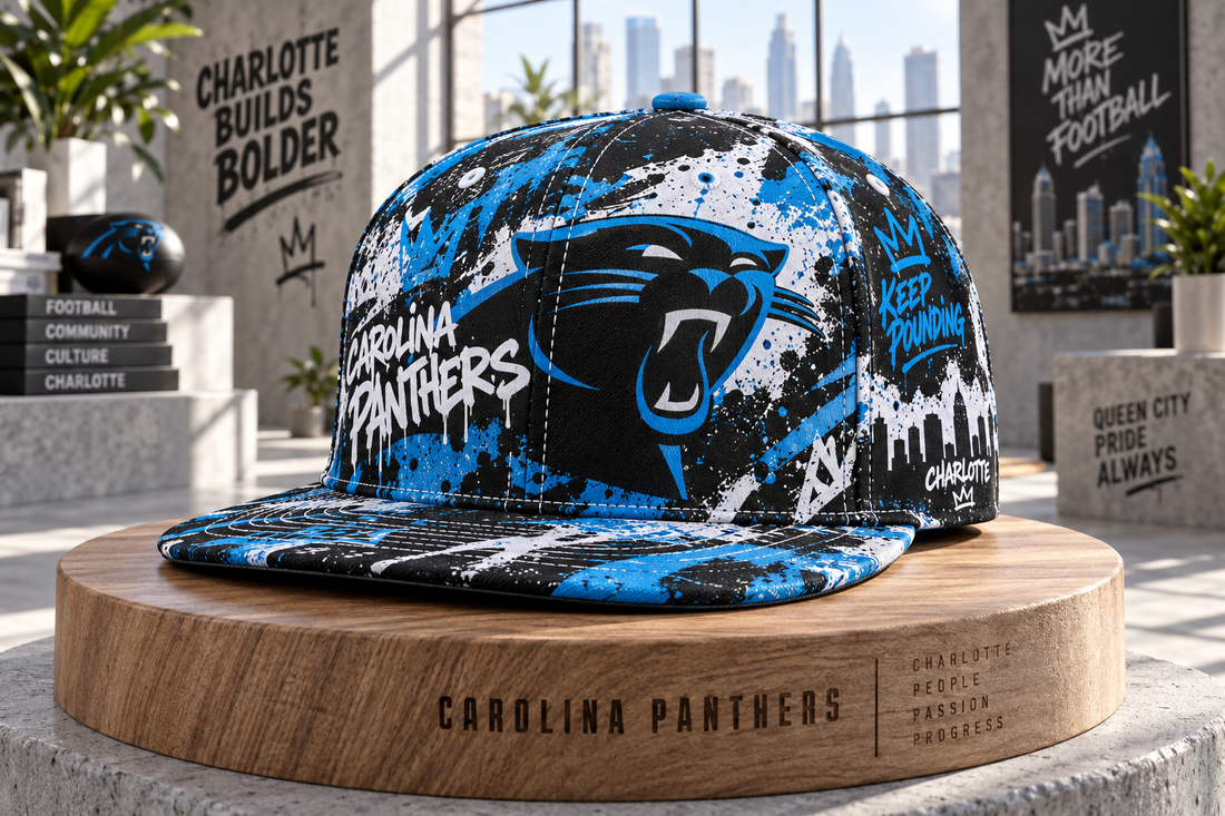 Carolina Panthers Street Graffiti Splash Snapback Cap - Studio View