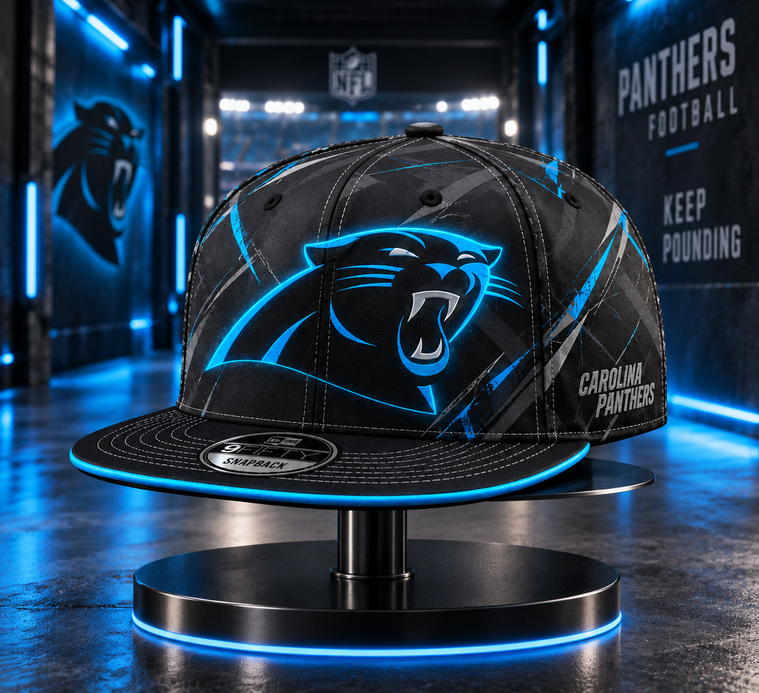 Carolina Panthers Stealth Shadow Neon Snapback Cap - Studio View