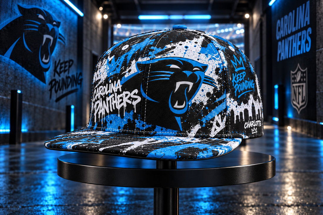 Carolina Panthers Street Graffiti Splash Snapback Cap - Studio View