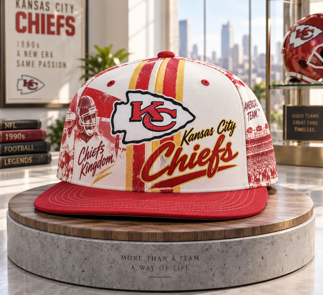 Kansas City Chiefs Retro 90s Throwback Snapback Cap - Studio View