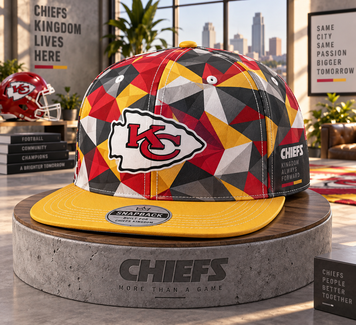 Kansas City Chiefs Cyber Geometric Camo Snapback Cap - Studio View