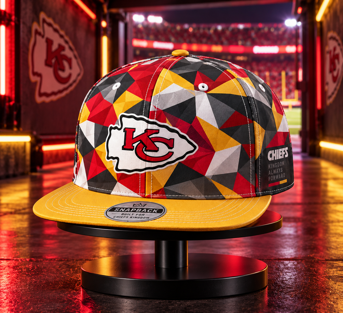 Kansas City Chiefs Cyber Geometric Camo Snapback Cap - Studio View