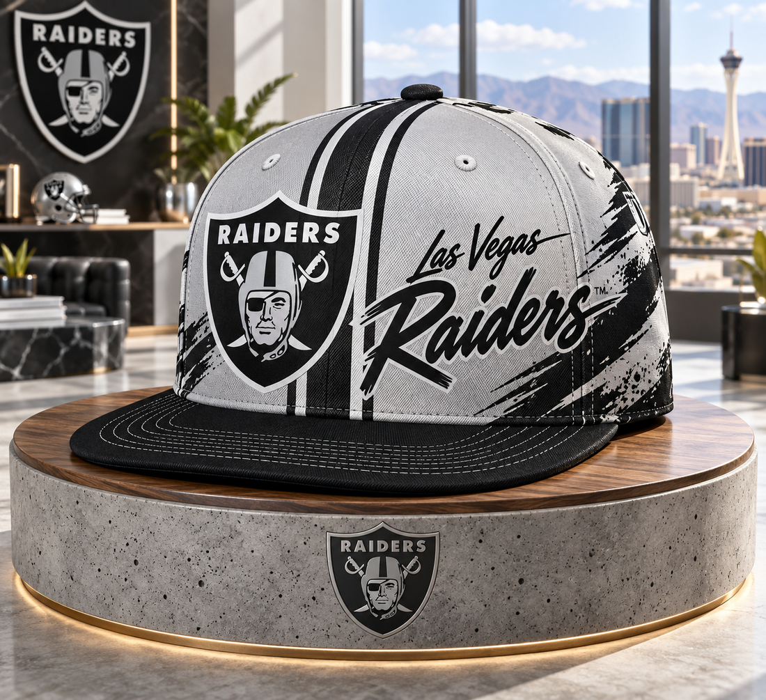 Las Vegas Raiders Retro 90s Throwback Snapback Cap - Studio View