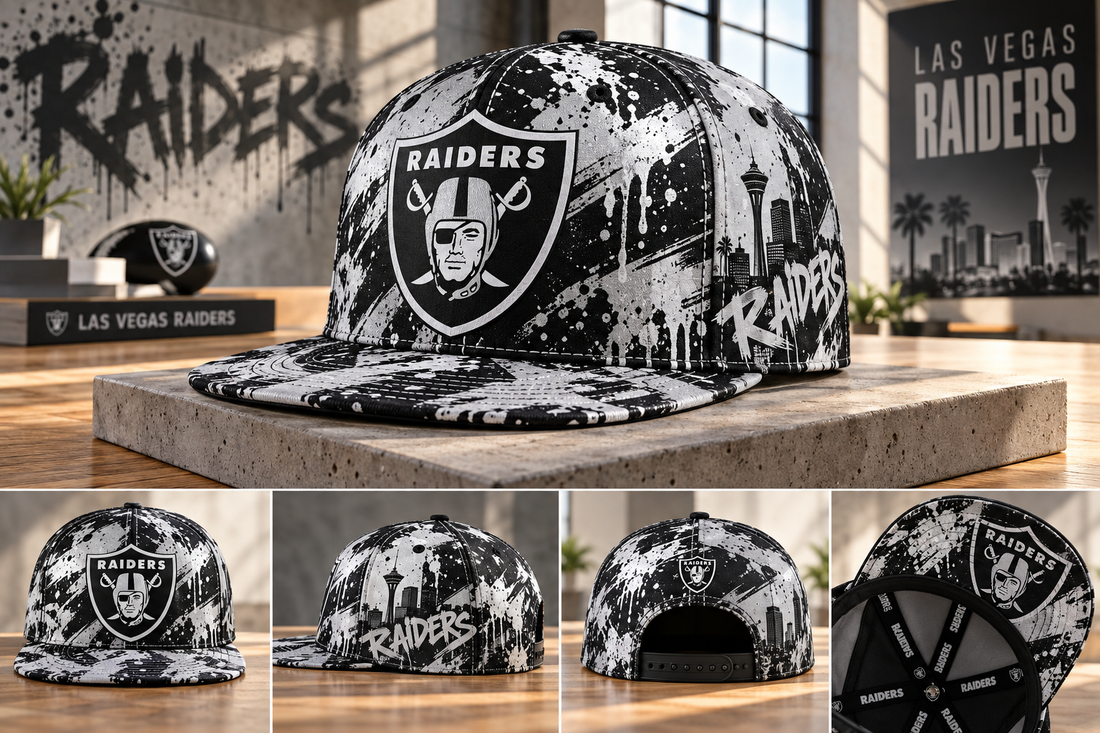 Las Vegas Raiders Street Graffiti Splash Snapback Cap - Studio View