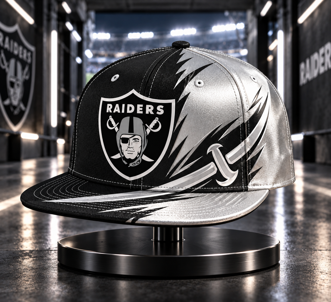 Las Vegas Raiders Dynamic Split Colorblock Snapback Cap - Studio View
