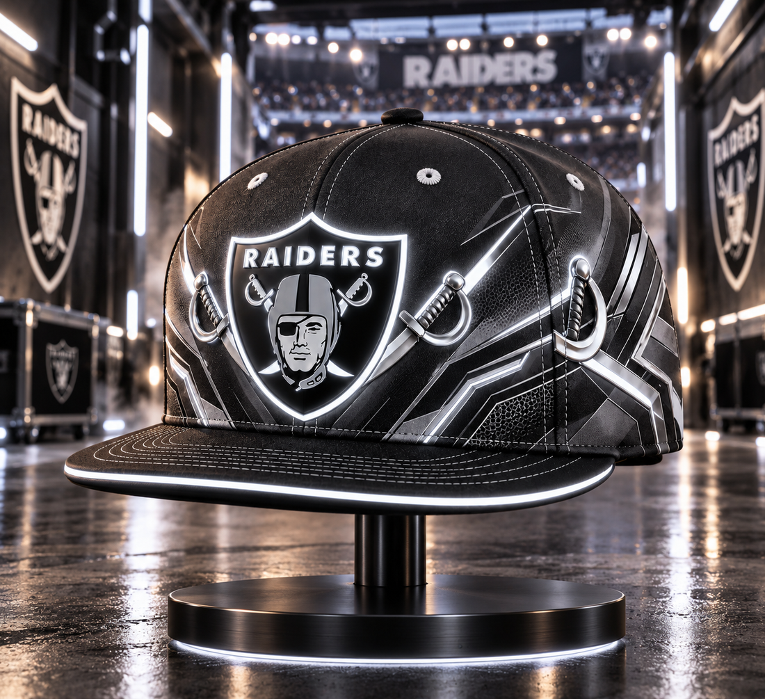 Las Vegas Raiders Stealth Shadow Neon Snapback Cap - Studio View
