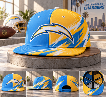 Los Angeles Chargers Dynamic Split Colorblock Snapback Cap - Studio View