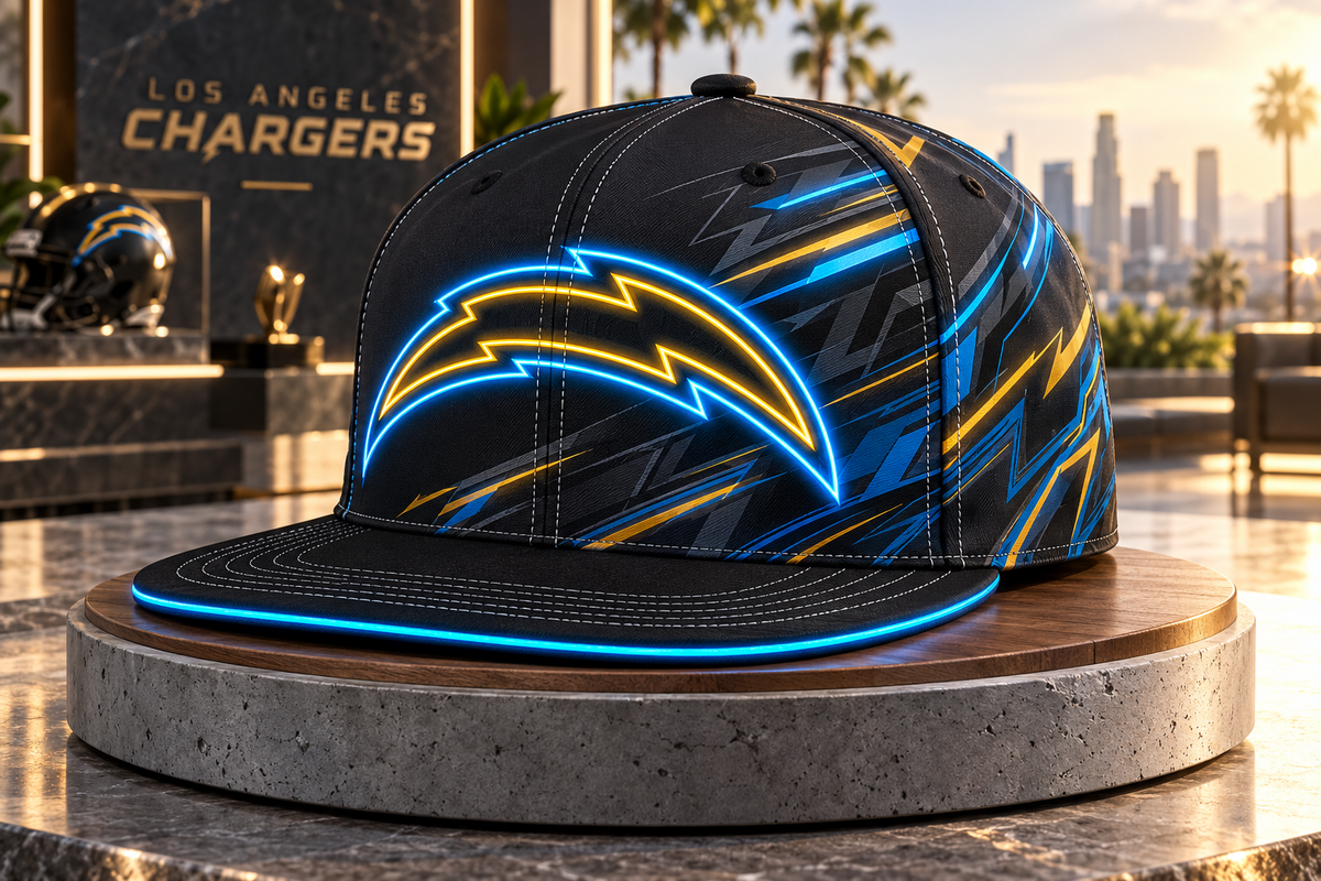 Los Angeles Chargers Stealth Shadow Neon Snapback Cap - Studio View