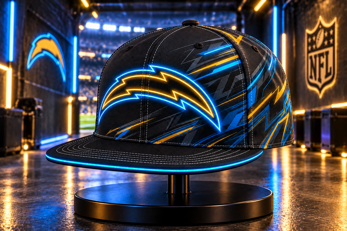 Los Angeles Chargers Stealth Shadow Neon Snapback Cap - Stadium Tunnel Neon View
