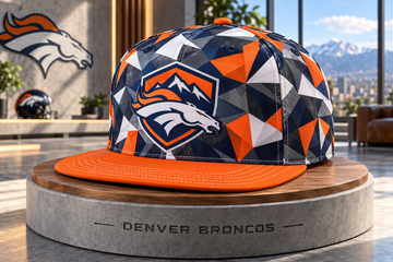 Denver Broncos Cyber Geometric Camo Snapback Cap - Studio View